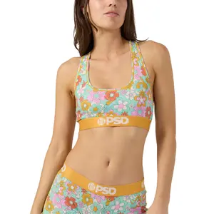 PSD Womens Playboy - Florid Racerback Sports Bra - Cute and Comfortable Premium Modal Fabric