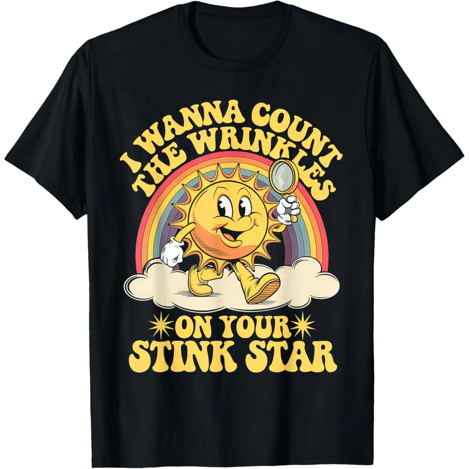 Men's Light Short-Sleeve Graphic T-Shirt, Comfortable Statement Top with "I Wanna Count The Wrinkles On Your Stink Star" Print, Shortsleeve, Round Neck, Animal, Basic, Breathable, Casual