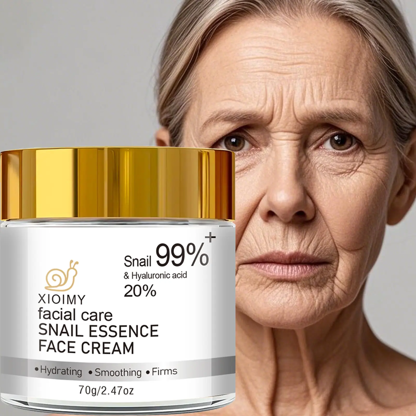70g Snail and Hyaluronic Acid Face Cream, Strong Moisture, Collagen Deep Hydration, Smooth Soft Skin, Bright and Hydrated, Suitable for All Skin Types, Facial Skincare, Moisturizing, Collagen Moisturizer