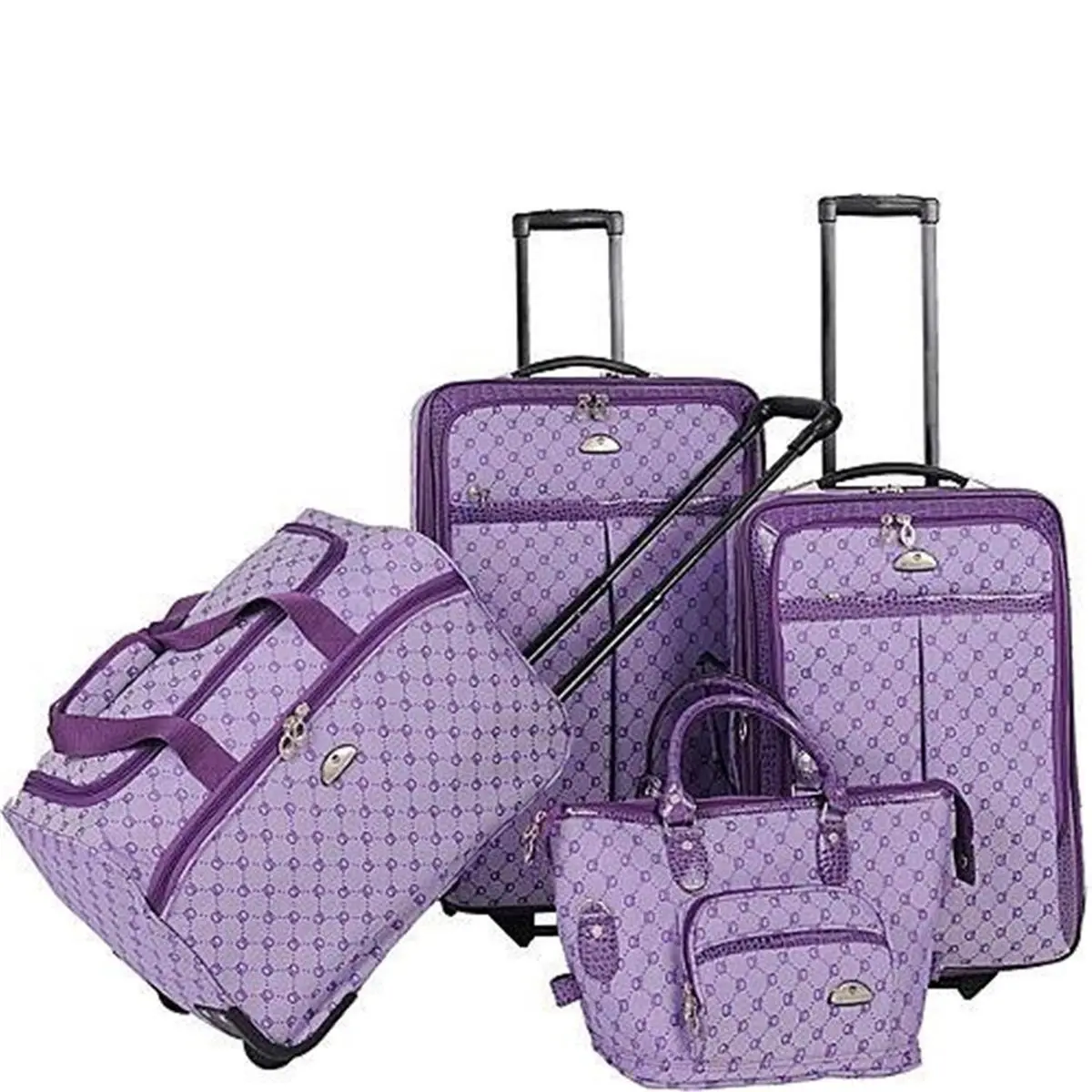 American Flyer 83700-4 AF Signature Purple 4-Piece Luggage Sets, 18-20 Inch Duffle Carry-On Easy Glide Luggage Sets, 18-20 Inch Luggage Sets