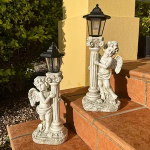 Solar Angel Sculpture Outdoor Light, 19.7" Resin Semi-Embedded Lamp Shade, Christian Decoration, Waterproof Detachable Solar Energy-Saving Lawn Light for Pathway Landscape Decoration, Thanksgiving, Christmas Decoration, Garden Decor, Holiday Gift