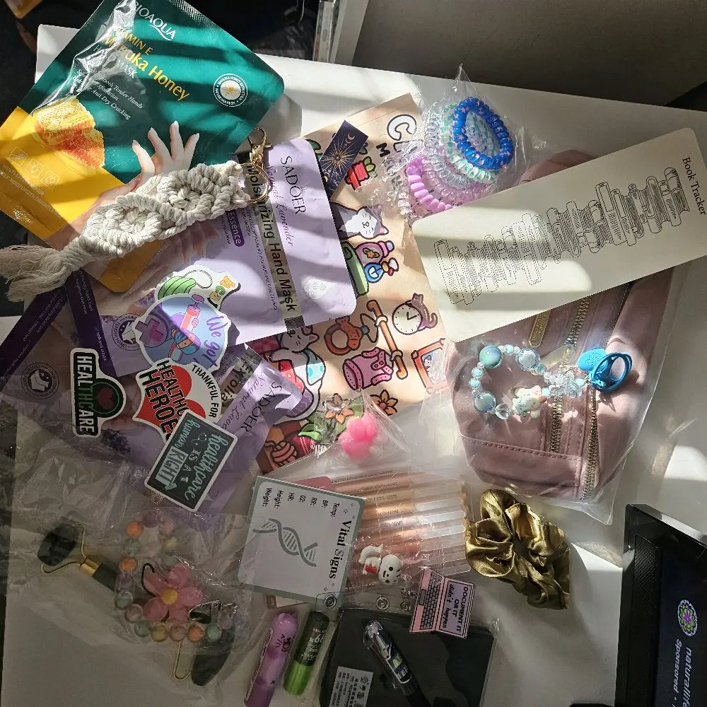Mystery Scoops for Nurses Badge Reels Hand Foot Masks Nail Oil Salt & Pepper Shakers Stickers Coloring Books Pens Fanny Packs Memo Pads Lip Balm Keyrings