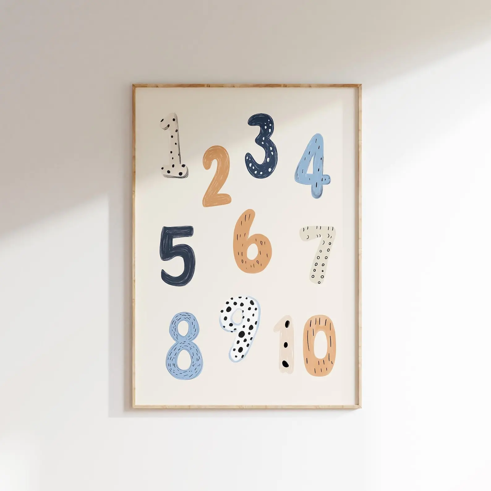 Numbers Poster Nursery Wall Art Playful Educational Print For Kids Room Modern Counting Decor Art Classroom Premium Luster Photo Paper Inkjet Printing Double-Sided Tape Hangable