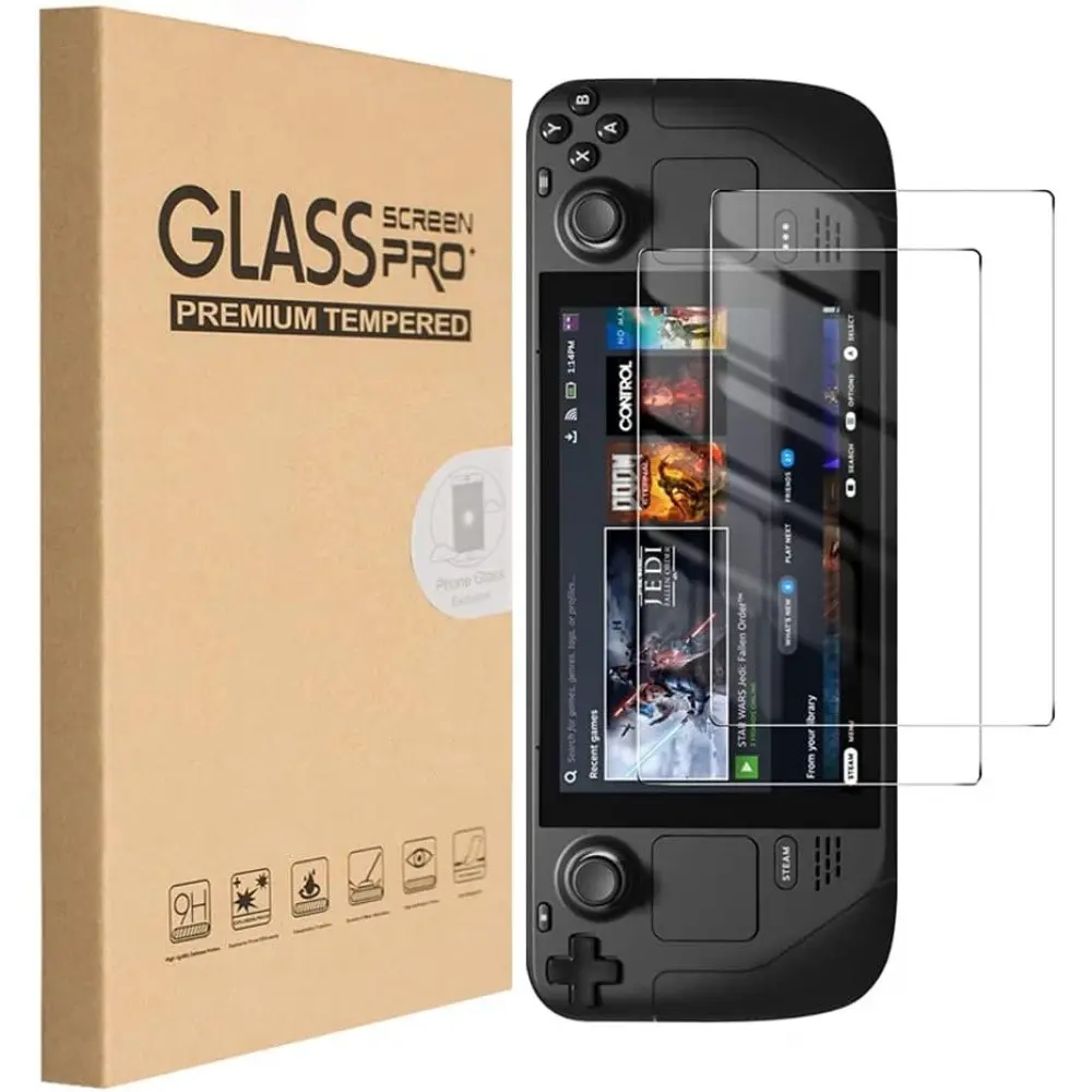[2 Pack] T Tersely Screen Protector Glass for Steam Deck 2022&2021 / OLED 2023, Premium 9H Tempered Glass Screen Protector for Steam Deck 7 inch/OLED 7.4 inch
