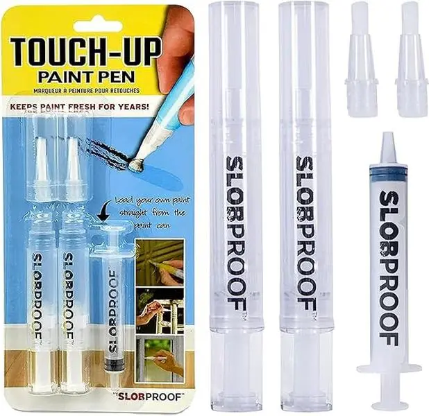 2-in-1 Refillable Touch Up Pen with Brush - Home Improvement Touch Up Tools, Multi-Surface Solution with Fine Tip for Neat Tight Corners, Effortless Preservation for Long-Lasting Freshness