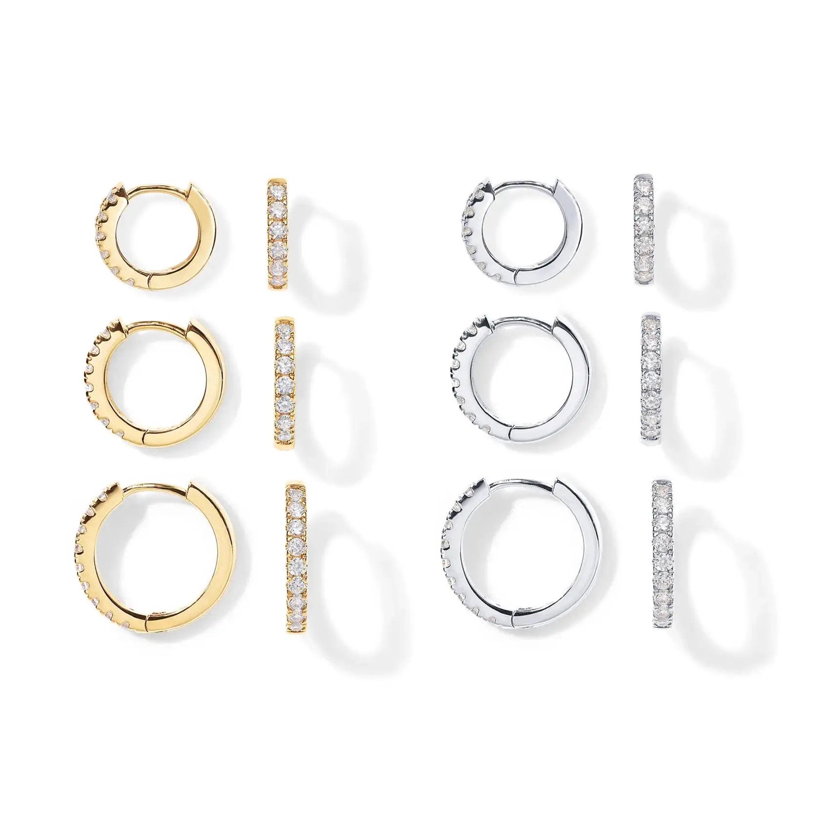 18K Gold Plated 925 Sterling Silver Post 3-Pair Small Gold Hoop Earrings Set | Mini Cartilage Helix Huggie Hoop Pack for Women Men 8mm 10mm 12mm