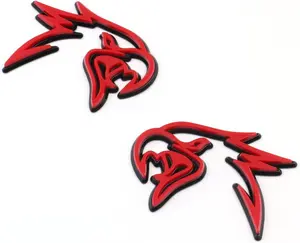 2PC New Custom HELLHAWK Emblem Replacement for Trackhawk Fender Door 3D Badge Hellcat Style Head (Red Black)