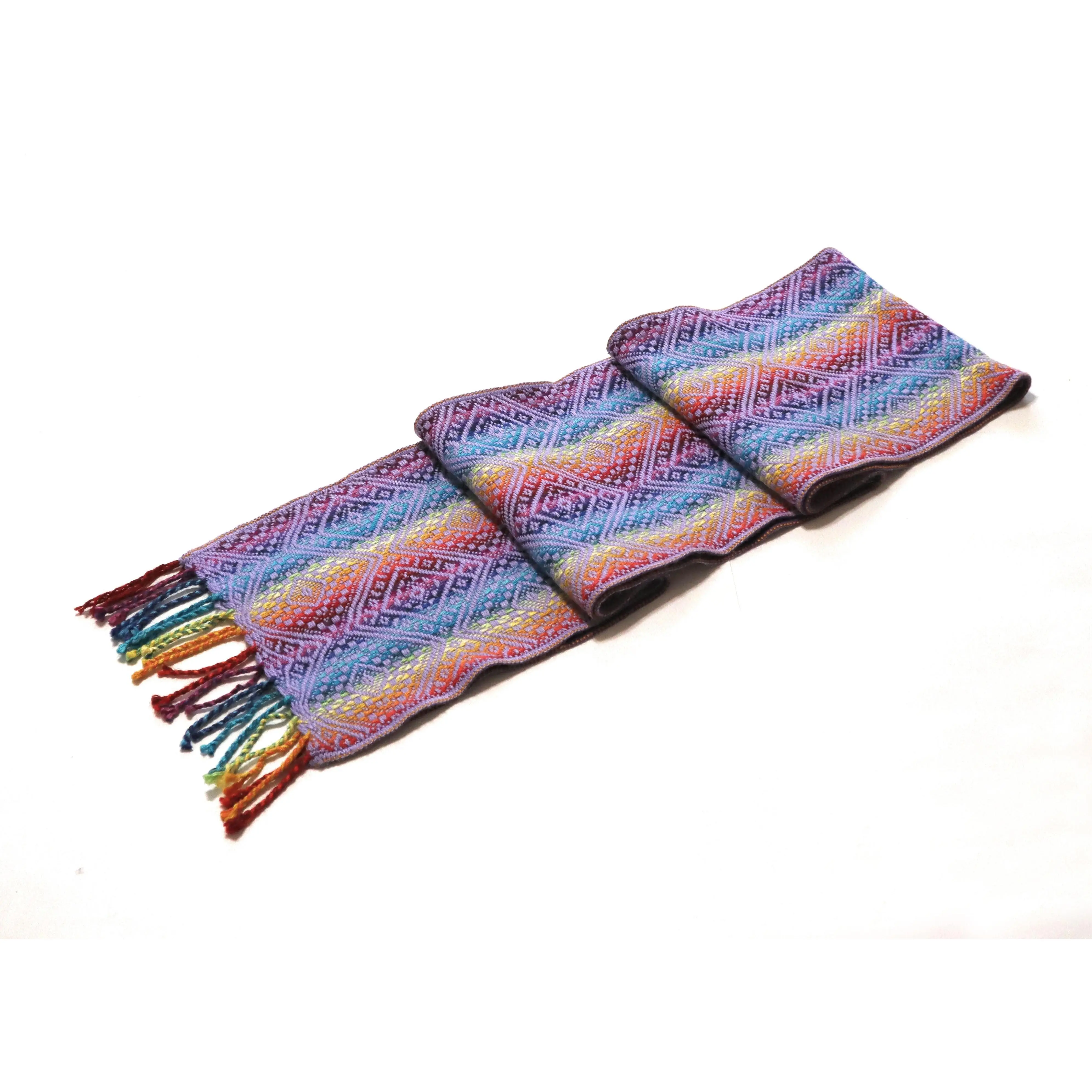 Alpaca Wool Blend Scarf Authentic Peruvian Natural Fiber Wool 60"L x 8"W. Rainbow Colors-03 UNISEX.