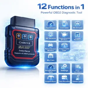 12-in-1 Wireless OBD2 Scanner Car Diagnostic Tool – Check Engine Light Code Reader, Real-Time Data, Supports All OBDII Protocols, Works with iOS & Android