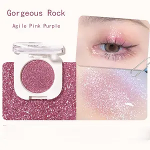 Single Pressed Compact Chameleon Eyeshadow, Glitter Eye Shadow Makeup Products, Mashed Potato Texture Neon Glitter Eyeshadow Powder, Radiant Shimmer Finish, Suitable for Party Music Festival Masquerade, Gorgeous Glam Rock