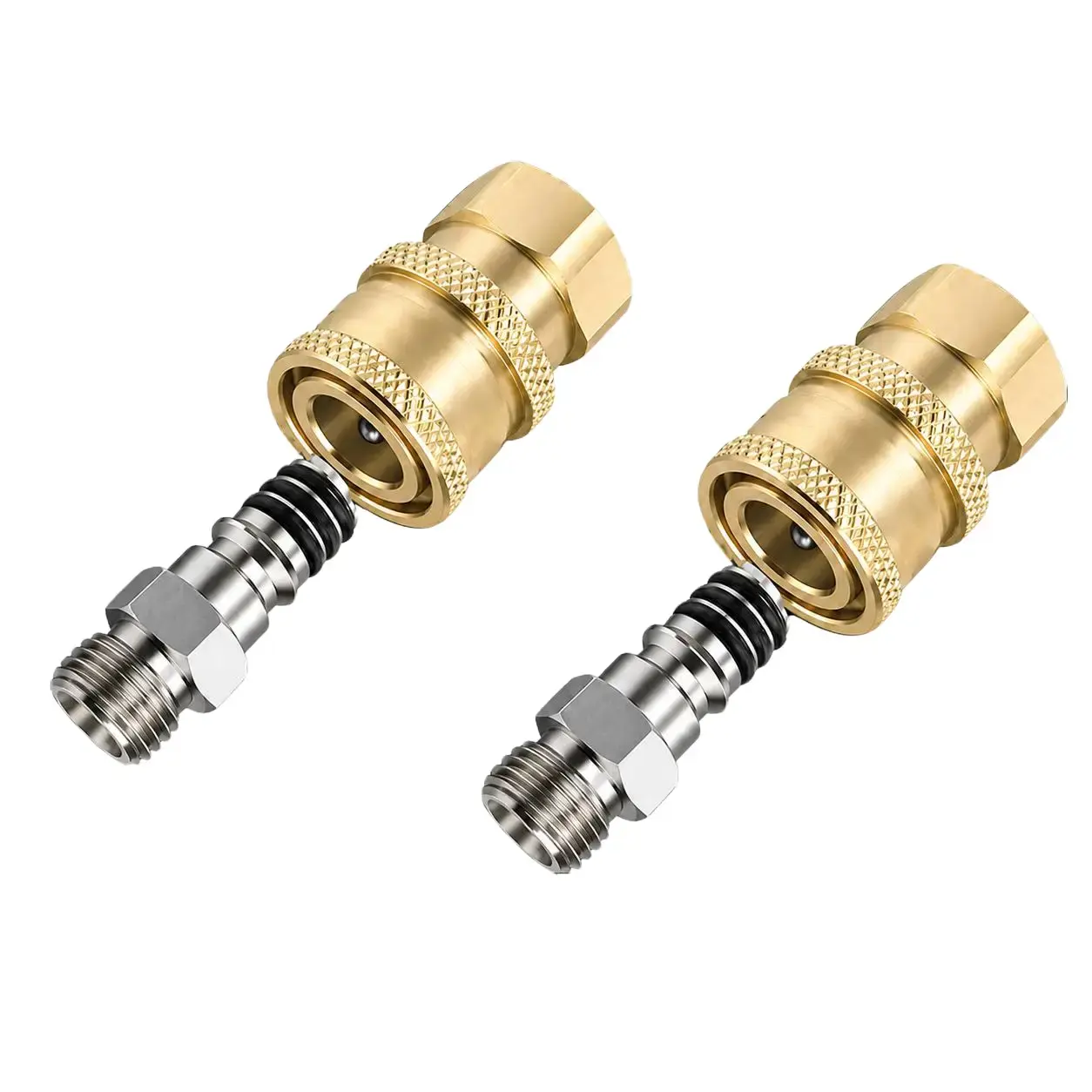 Airless Sprayer Parts 1/4 Inch Brass Quick Connect, Fits High Pressure Hoses Paint Sprayers and Spray Guns, Quick Connect Design with Sealed O Rings Leak Resistant（2-Pack）