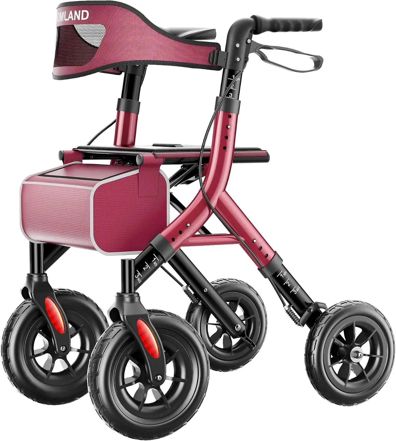 All-Terrain Rollator Walker with Seat for Seniors, Aluminum Frame