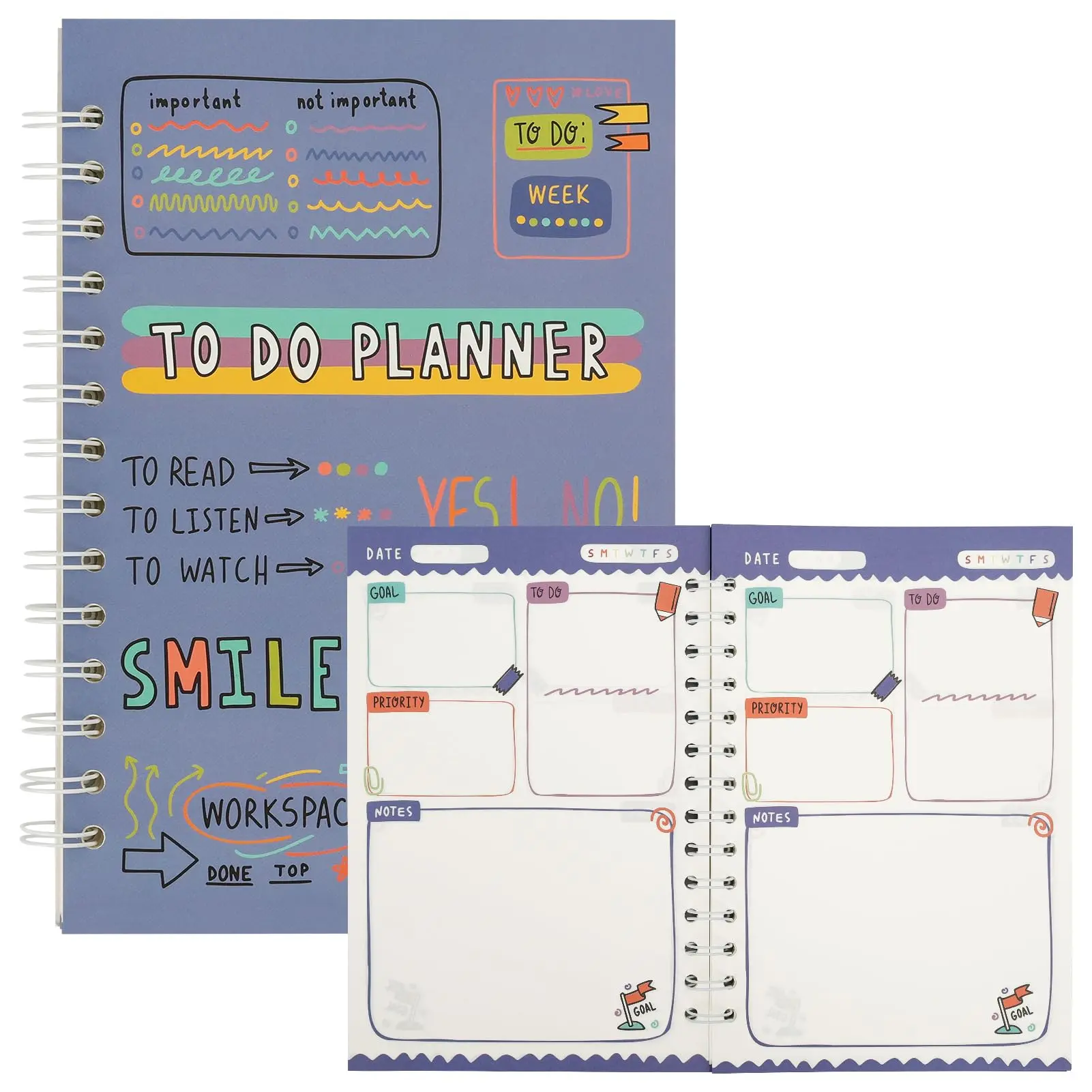 Academic Daily planner 2023-24,Undated Daily Planner,A5 To Do List Planner,Spiral Planner Notebook,Habit Tracker Journal with Spiral Binding