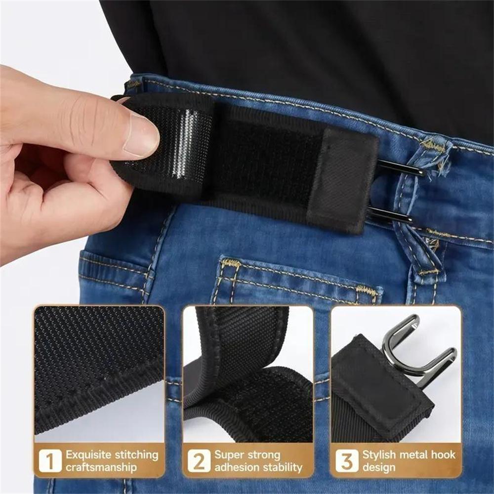 Buckleless Belt Hook, Tactical Metal Hook Elastic Belt - Unisex Buckle-Less Invisible Waist Belt for Work, EDC, Outdoor Adventures, Soft Adjustable Side, 2PCS Gift for Men & Women, Perfect Valentine's Day Gift Elastic Belt (Unisex)surprise gift
