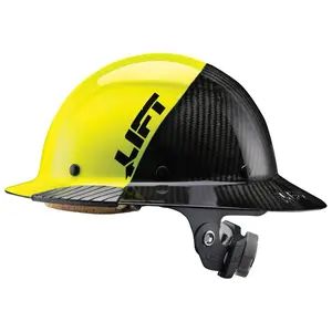 LIFT HDF50C-19HC DAX FIFTY 50 Carbon Fiber Full Brim Hardhat with Yellow and Black Design