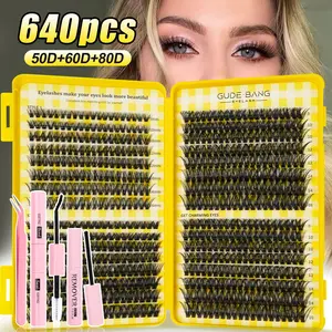 DIY False Lash Extensions, Natural Look with Dense Artificial Lashes, Mixed Length CC Curl, Non-Toxic, Home Use, Batch 20265