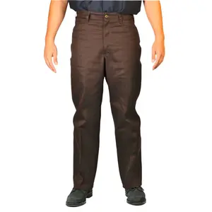 Ben Davis Men's Custom-Fitted Ankle Pants - Original Plain Brown Poly-Cotton Twill Fabric, Body-Fitting Menswear Workwear, Pocketed, All Seasons