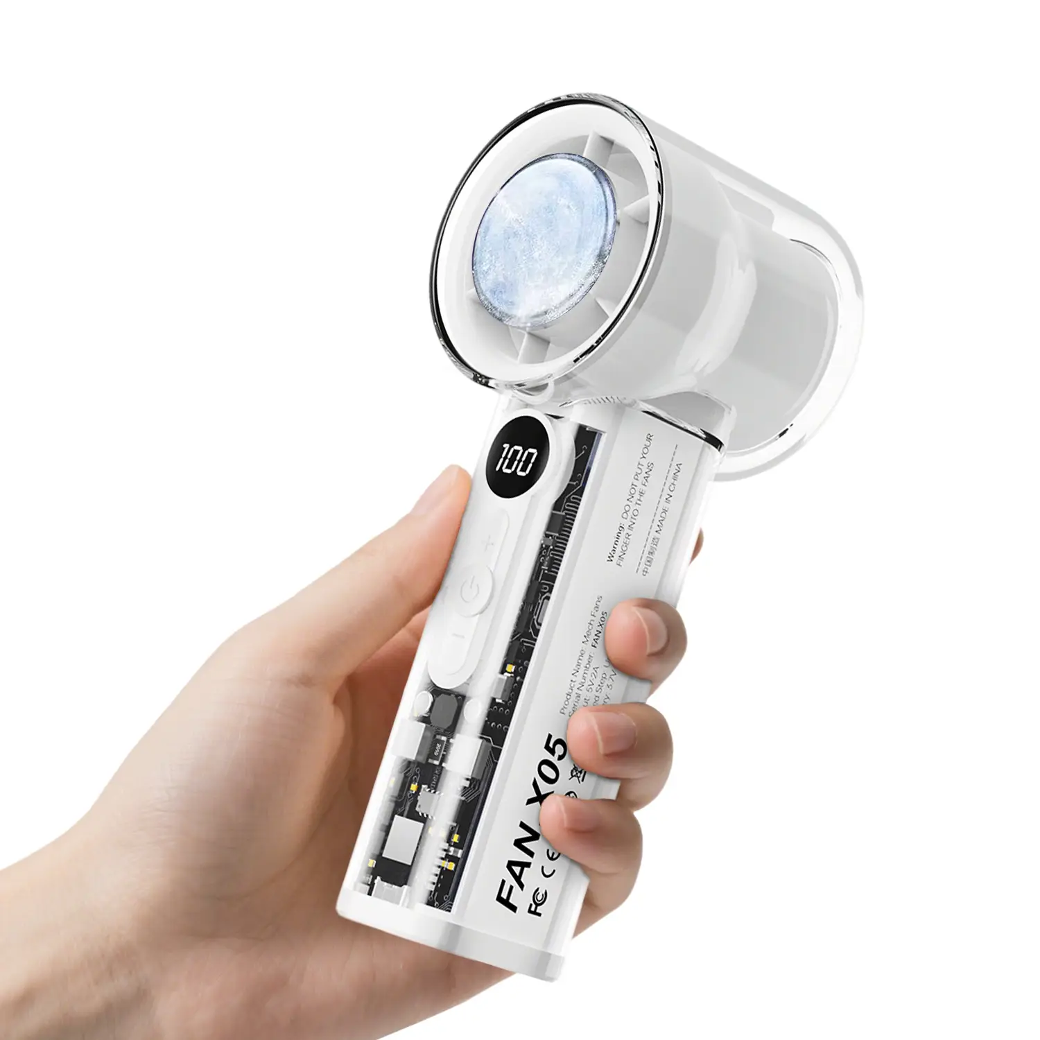 Mini Handheld Fan - Silent Cooling with Digital Display, Ideal for Office, Library, Camping & Outdoor Activities