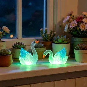 Glowing Mini Swan Decor, Cute Night Light for Desk, Fairy Garden & Home Decor, Perfect Gift for Girls