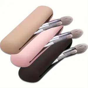 Travel portable Eyebrow pencil box makeup brush eye shadow brush storage sleeve dust-proof silicone storage bag Travel Cosmetic Bags