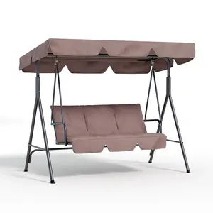 Gaomon 3-Seater Outdoor Patio Furniture Porch Swing - Heavy Duty, Adjustable Canopy, Powder-Coated Steel Frame, Triangular Base, Removable Cushion, Easy Setup for Porch, Backyard, Three-Seater