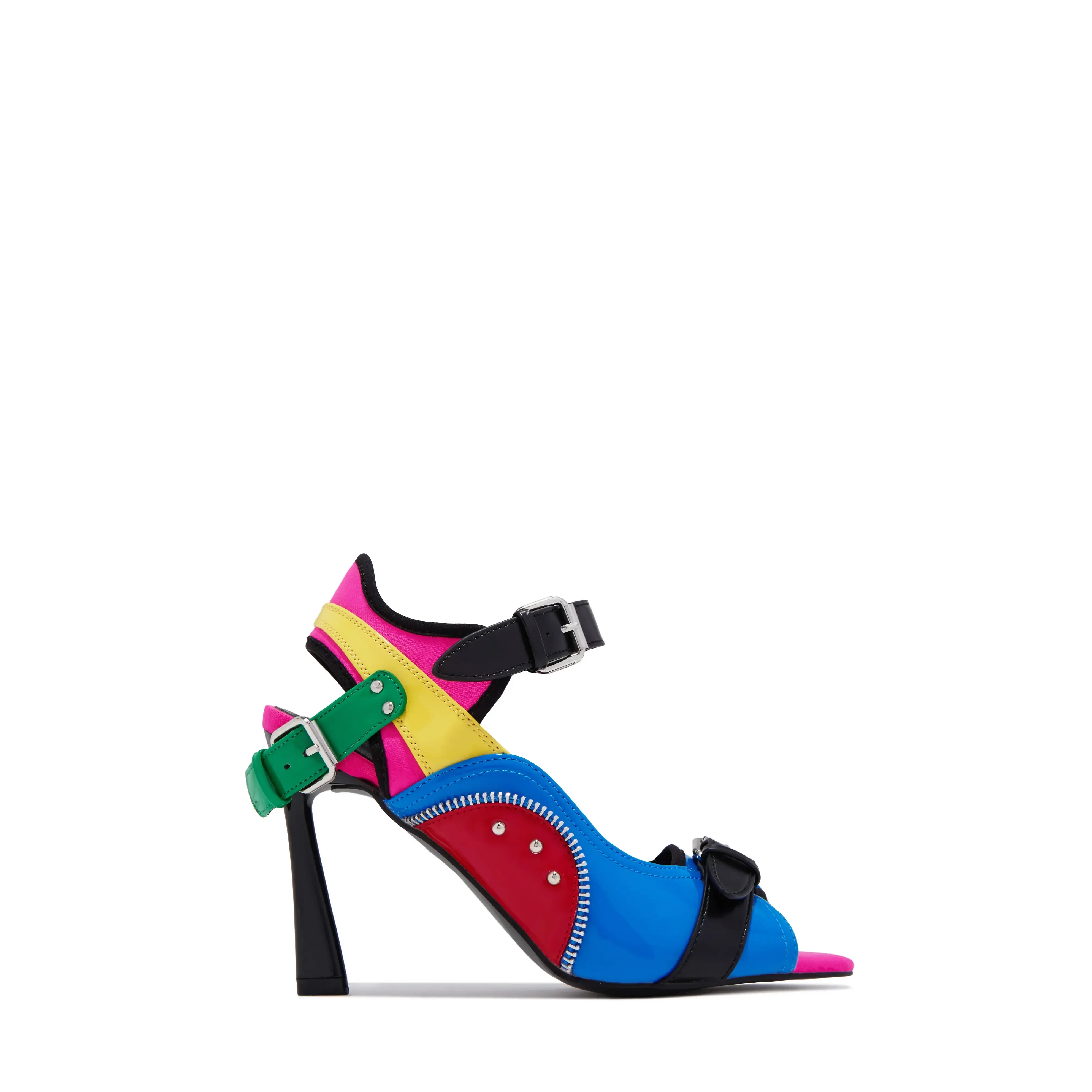 Kassie Colorblock Buckle Heels - Multi