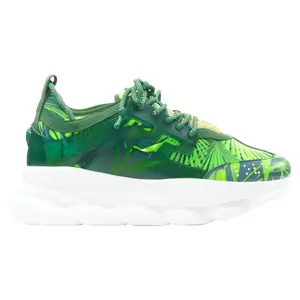 Pre-owned Versace Women's Versace Chain Reaction Jungle Print chunky sole sneaker by Rebag