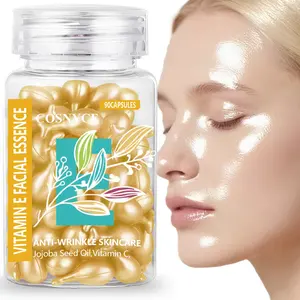 Cosnyce Vitamin E Facial Serum Capsules Hydrating Essence Anti-Wrinkle Skincare Moisturizing Hydrating Anti Aging Hydrator with Hyaluronic Acid and Retinol Enhancing Glow 90 Count Enhanced Skin Hydration