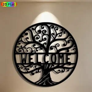1pc Welcome Tree Artistic Metal Wall Art, Statue Mural, Ideal Gift for New Year, Garden Decor Enthusiasts, Rust-Resistant Metal Wall Decor Sculptures, Perfect for Outdoor Wall & Fence, Nature-Inspired Home Decor, Decoration