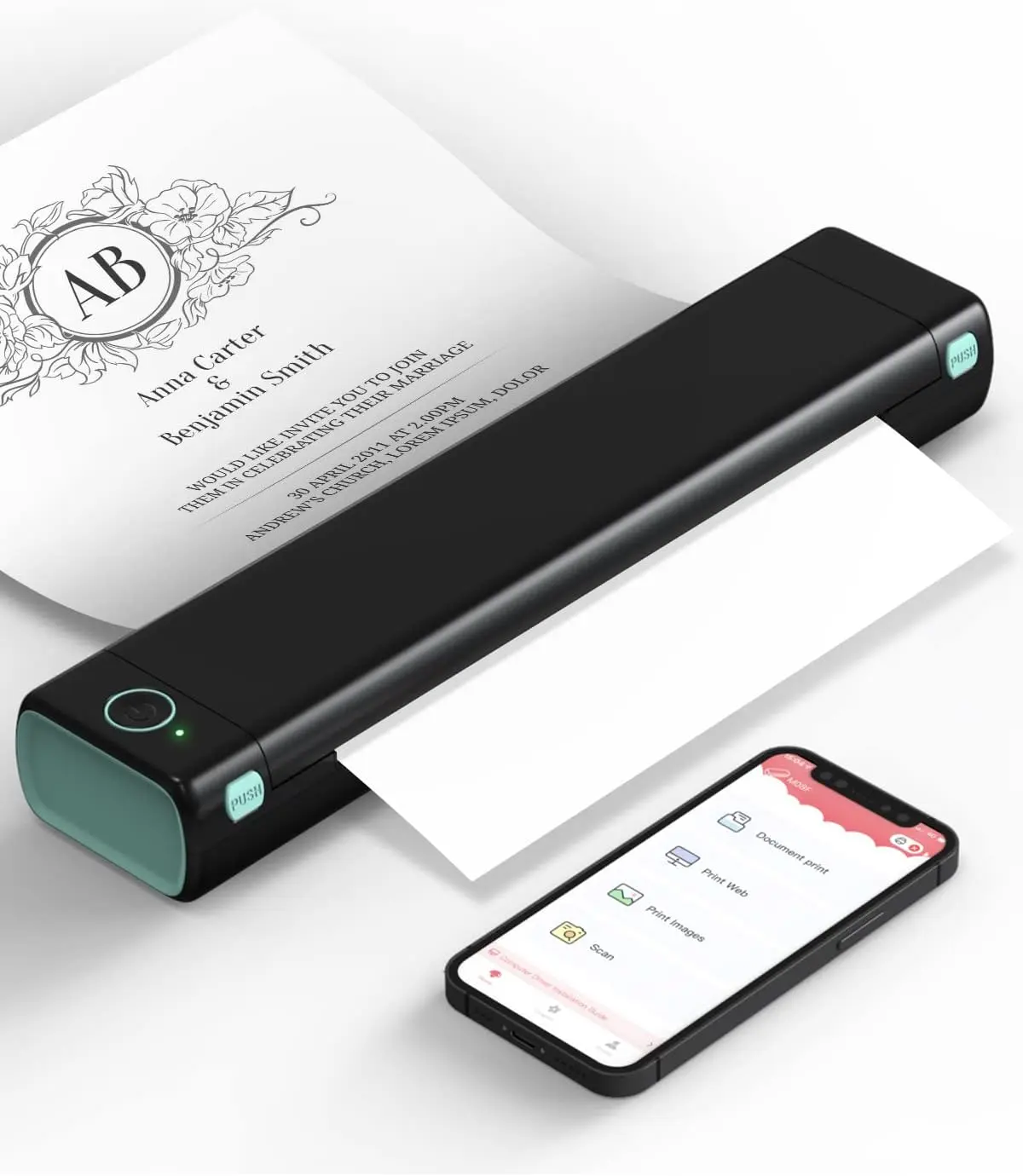 Phomemo M08F Inkless Portable Bluetooth Printer – Supports 8.5" x 11" Letter & A4 Thermal Paper, Compatible with iOS, Android & Laptops, Perfect for Office, Home, School, Business & Travel
