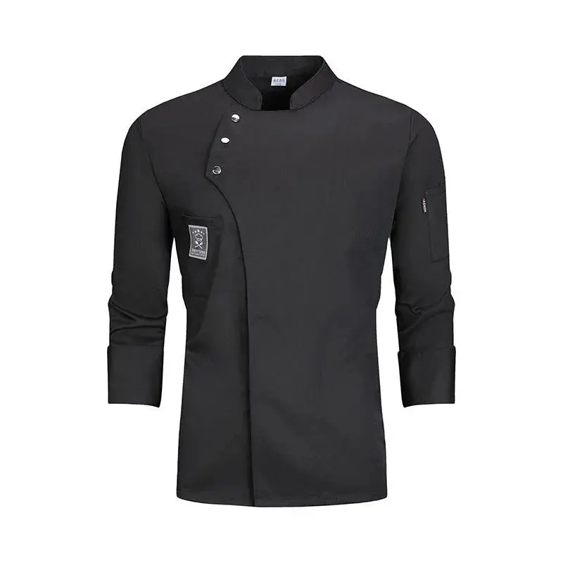 Men's Blue Food Service Kitchen Cooking Pizzaiolo Chef Uniform Work Jacket for Restaurant Bakery Cafe Waiter Work Clothing Menswear Breathable