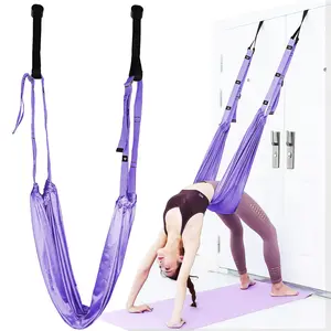 Adjustable Aerial Yoga Strap Elastic Strong Load Capacity Stretch Door Hanging Yoga Belts Yoga Hammock Yoga Strap Fitness Handstand Rope Uxiliary Trainer Inverted Rope Training Device for Women Girls
