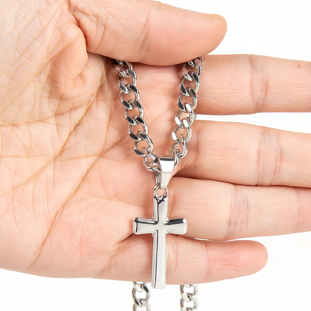 1pc "to My Son" Stainless Steel Cross Pendant Necklace, Birthday Gift, Valentine's Day Gift, Christmas Gift, with Card and Gift Box Packaging, the Perfect Gift for Loved Ones Personalized