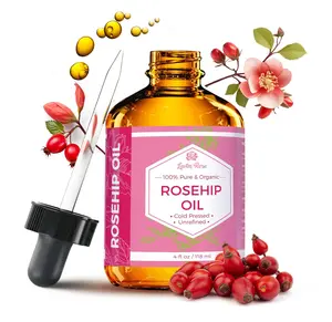 Leven Rose Organic Rosehip Oil 4oz for Nighttime Face Moisturizer - Non-Greasy, Non-Additive, Cruelty-Free, Suitable for All Skin Types, Alcohol Free