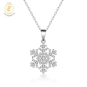 Moissanite Starlight Snowflake Pendant Necklace Silver-Plated Valentine's Day Wedding Engagement Anniversary Romantic Elegant Gift Daily Wear