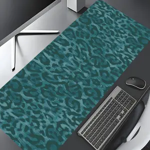 Teal Leopard Print Design Large Gaming Mouse Pad,Dark Floral Desktop Drotection Pad,Washable Rubber Pad Non-Slip Lock Edge Multi-Size Mouse Pad Suitable For Home Office, Office Supplies, Desk Accessories, Good Gift for Family and friends