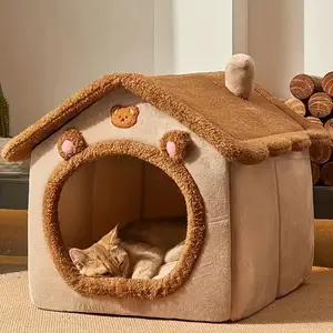 Foldable Pet House – Removable & Washable Cave Sofa Bed for Extra Small Dogs & Small to Medium Cats dog  house