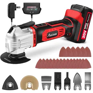 Cordless Oscillating Tool 20V  ed Oscillating Multitool with 2.8? Oscillation Angle, Variable Speed Oscillating  w/ 31 count Accessories for Scraping/ & Sanding - Red