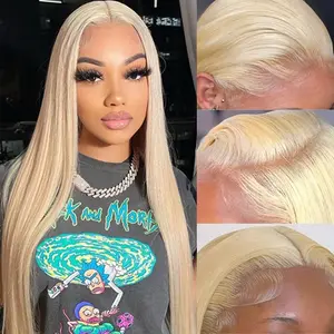 613 13x6 Lace Front Wig Human Hair Straight Wigs for Women Blonde 13x6 HD Lace Front Wigs Human Hair Glueless Pre Plucked Bleached Knots Blonde Lace Front Wigs Human Hair