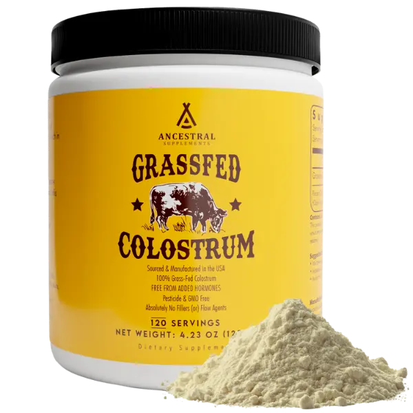 Ancestral Supplements Grass Fed Colostrum Powder, Dietary Supplement for Daily Wellness & Nutrient Support, 120 Servings