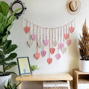 Bohemian Home decor, Bohemian Art Nursery, Living room, Bedroom background, Chic decor (pink and white 47.2 "x 30") Hanging Ornaments Boho Crochet Boho Crochet Leaves Wall Hanging
