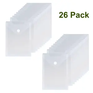 26 Pack Plastic Clear Storage Bag Portable Travel Document Organizer Pockets, Reusable Envelopes Organizer Receipt Holder Photo Storage Folders File Sorters