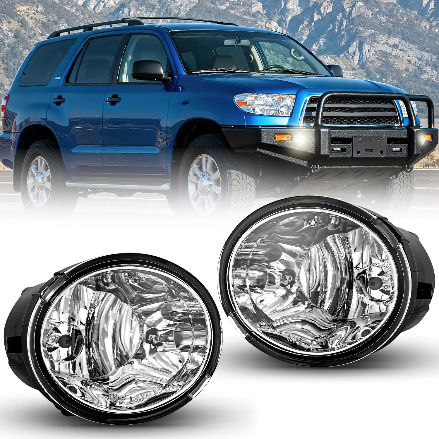 Nilight Glass Fog Lights Pair Set - Direct Bolt-On OEM Housing Assembly with 9006 12V 51W Automotive Bulbs, Penetrating Light for Enhanced Night Visibility, Compatible with 2001-2007 Sequoia, 2000-2006 Tundra (Excludes Steel Front Bumper Models)