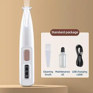 Rechargeable Pet MicroPrecision Trimmer Kit with LED Light, 18mm Spare Blade, Cleaning Brush, USB Charging Cable, White, for Dogs & Cats, Silent Operation, Pet Grooming Tools