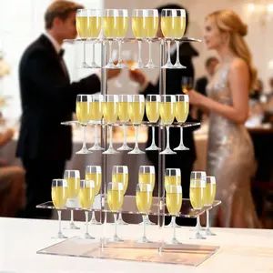 Acrylic Champagne Tower Wine Glass Rack, Modern Transparent Display Stand, Perfect for Gatherings Parties Weddings Celebrations Christmas