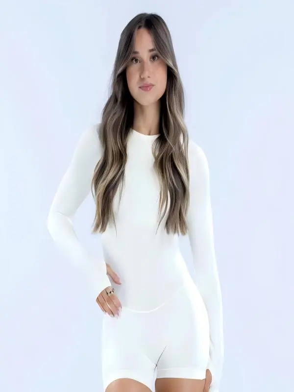 【WITH LOGO】DFYNE Long Sleeve One Piece - Seamless shaping design, hip-lifting design, women's sportswear, suitable for yoga, fitness, cycling, hiking, running, sports, outdoor leisure and other occasions