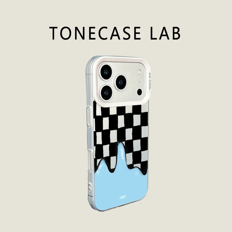 Checkerboard Drip Pattern TPU Phone Case, Shockproof Protective Accessory for iPhone 17, 16 Max, 15 Plus, 14, 13, 12, 11, XS Max, XS, XR & Samsung Galaxy S25 Ultra, S24 Plus, S23 (Modern Check Design, Trendy Aesthetic Style), Accessories