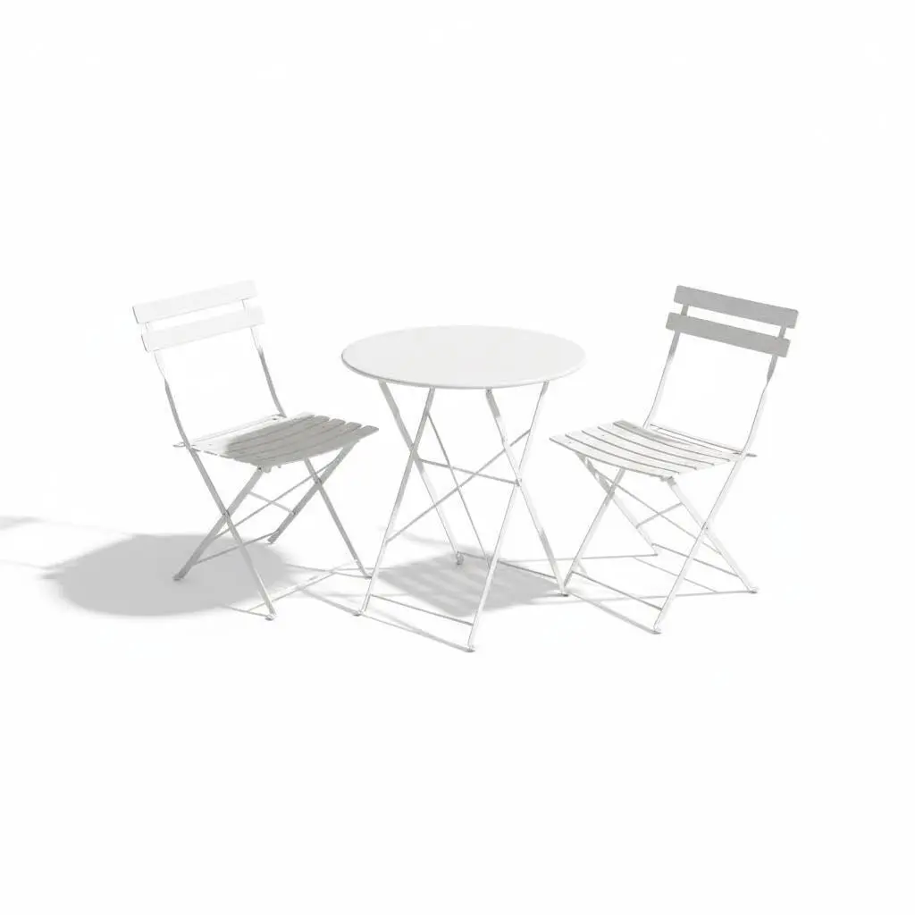 3-Piece Folding Patio Bistro Set – Weather Resistant Collapsible Steel Table & Chairs – Space-Saving Outdoor Furniture for Balcony, Porch, Garden – Flat Tube Yellow