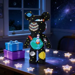 3D Bear Puzzle Building Block Ornament for Home Decor, Ideal Montessori Puzzles Gift for Parties and Holidays, Handcrafted Showcase for Living Room and Office