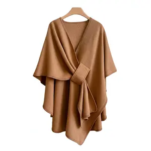 Khaki & Cream Oversized Cashmere Feel Shawls Set Cozy Chic for January February Layering Reversible Windproof Luxury Soft Touch